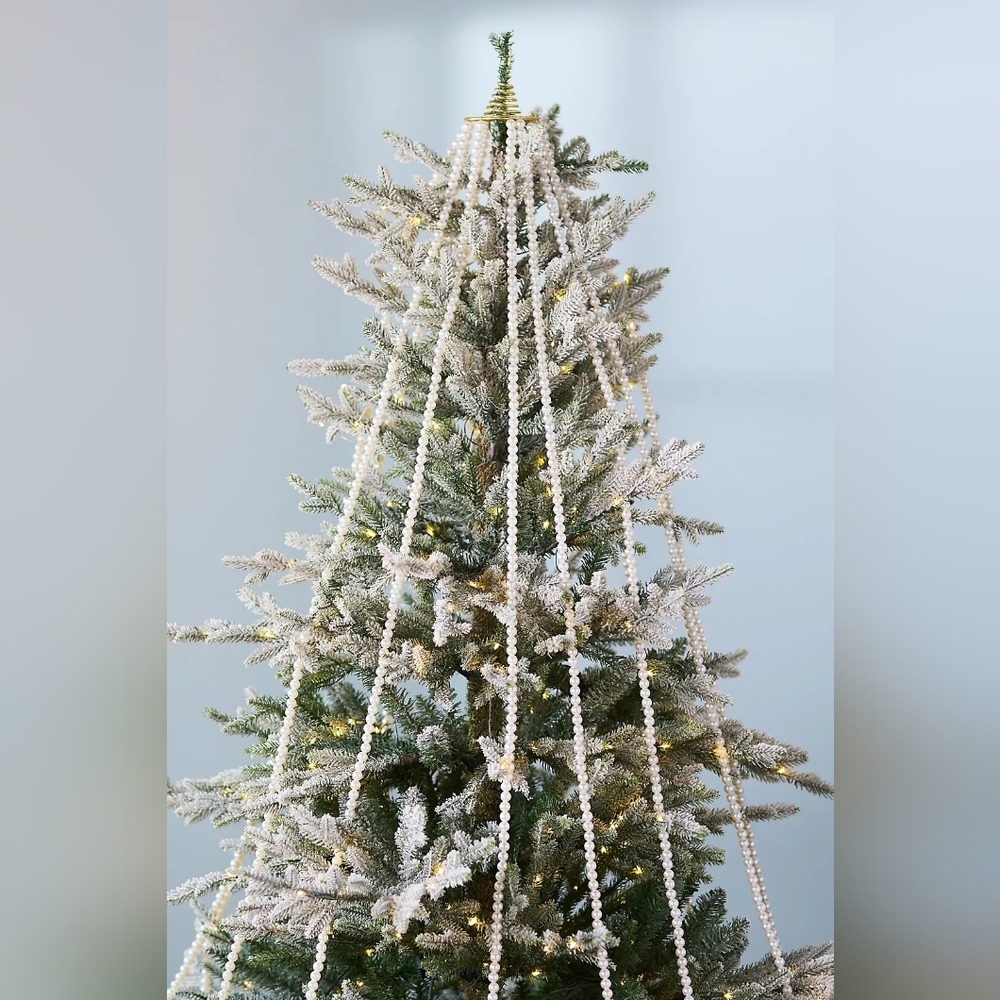 Anthropologie Cascading Pearl Christmas Tree Topper Garland NWT 6.5 Ft - Picture 3 of 8